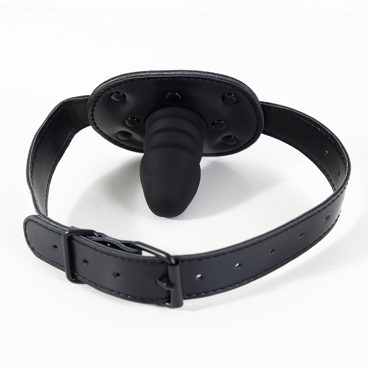 Black Leather Adjustable Training BDSM Dildo Gag