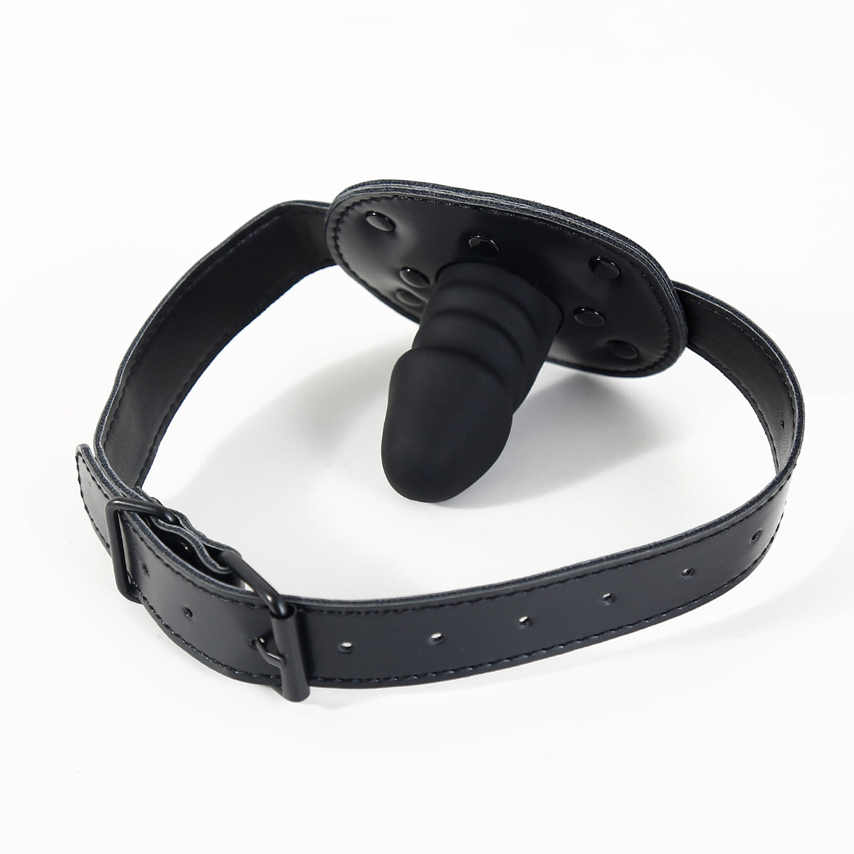Black Leather Adjustable Training BDSM Dildo Gag