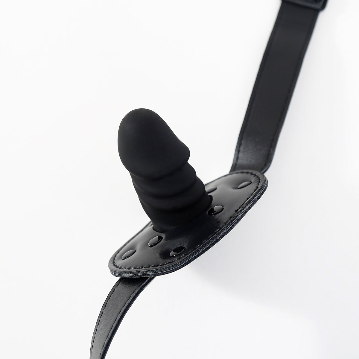 Black Leather Adjustable Training BDSM Dildo Gag
