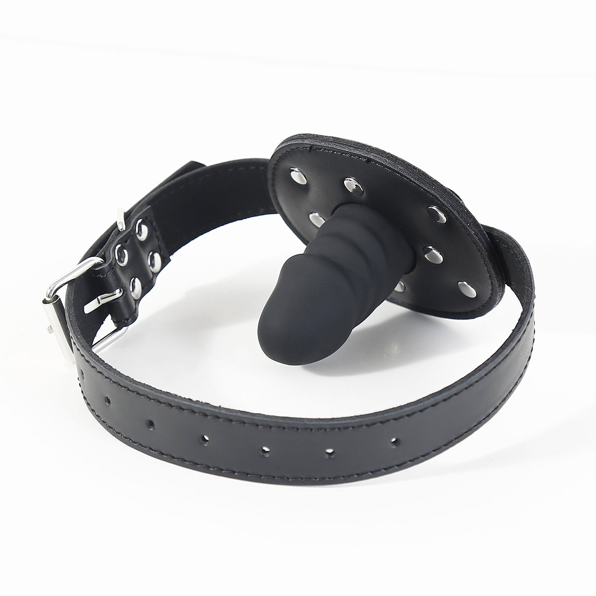 BDSM Adjustable Leather Training Dildo Gag