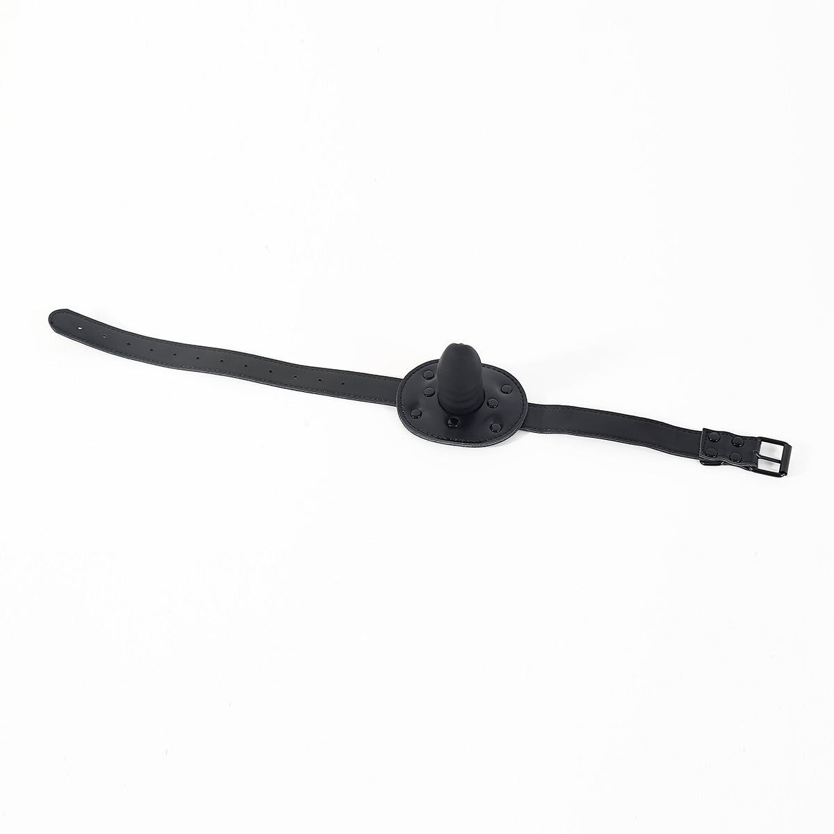 Black Leather Adjustable Training BDSM Dildo Gag