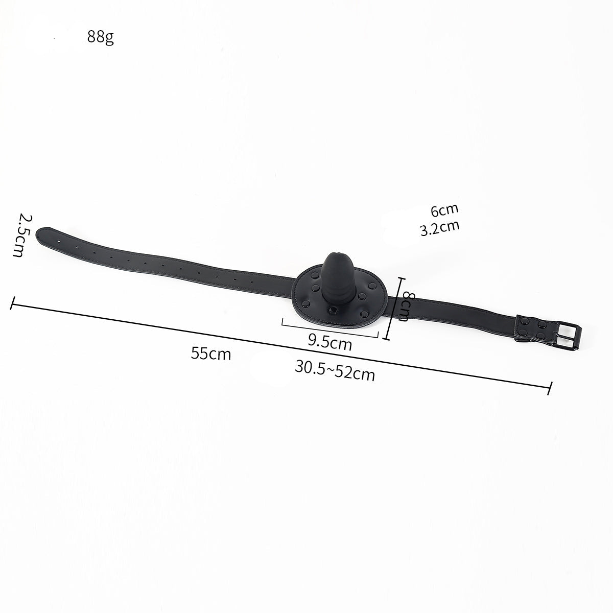 Black Leather Adjustable Training BDSM Dildo Gag