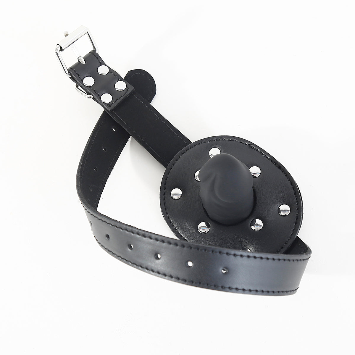 BDSM Adjustable Leather Training Dildo Gag