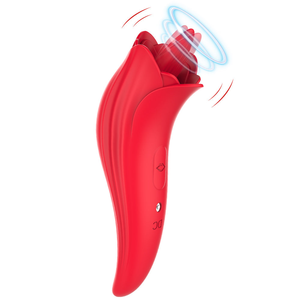 Red Realistic Oral Sex Clit Tongue Vibrator