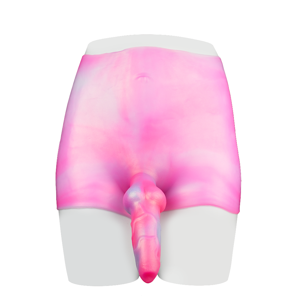 7 Inch Pink Silicone Knot Dog Dildo Panties