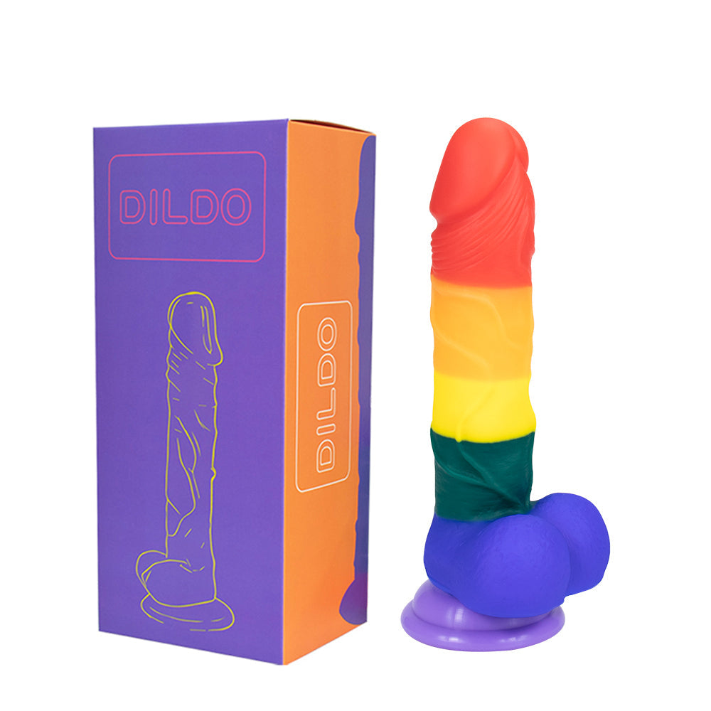 Rainbow Strap on Dildo LGBT Silicone Sex Toy