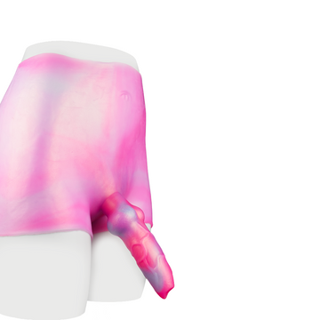 7 Inch Pink Silicone Knot Dog Dildo Panties