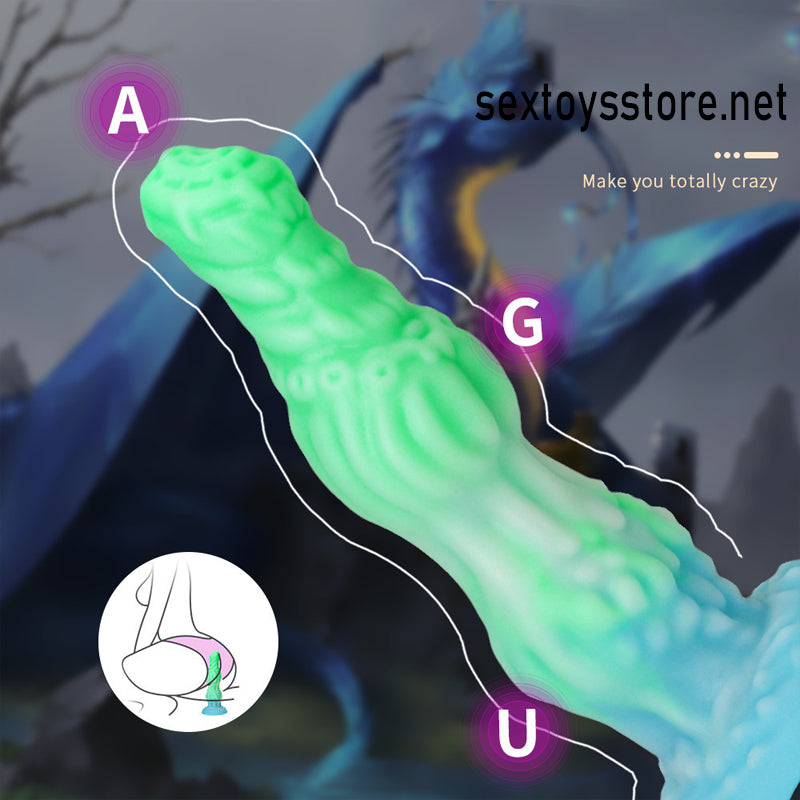 Green Glow in the Dark Double Knot Dragon Dildo