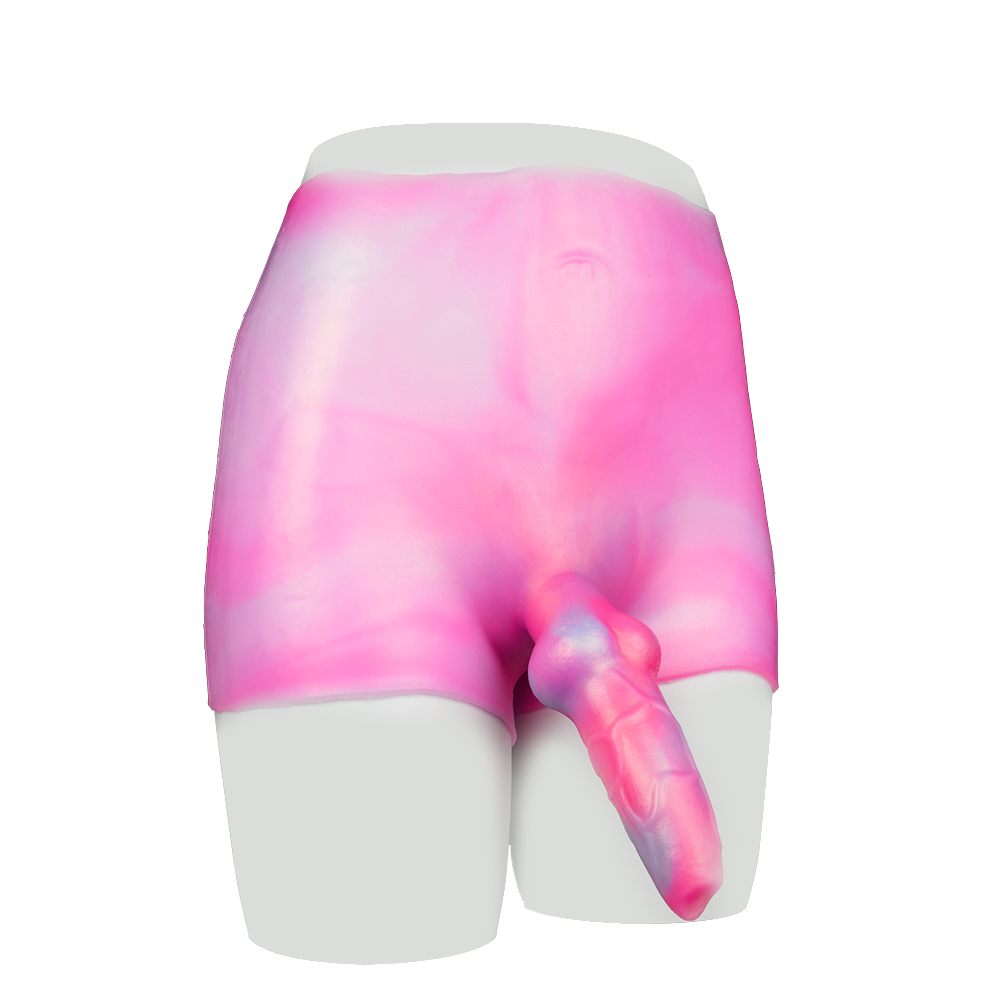 7 Inch Pink Silicone Knot Dog Dildo Panties