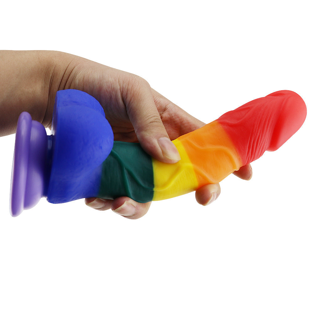 Rainbow Strap on Dildo LGBT Silicone Sex Toy