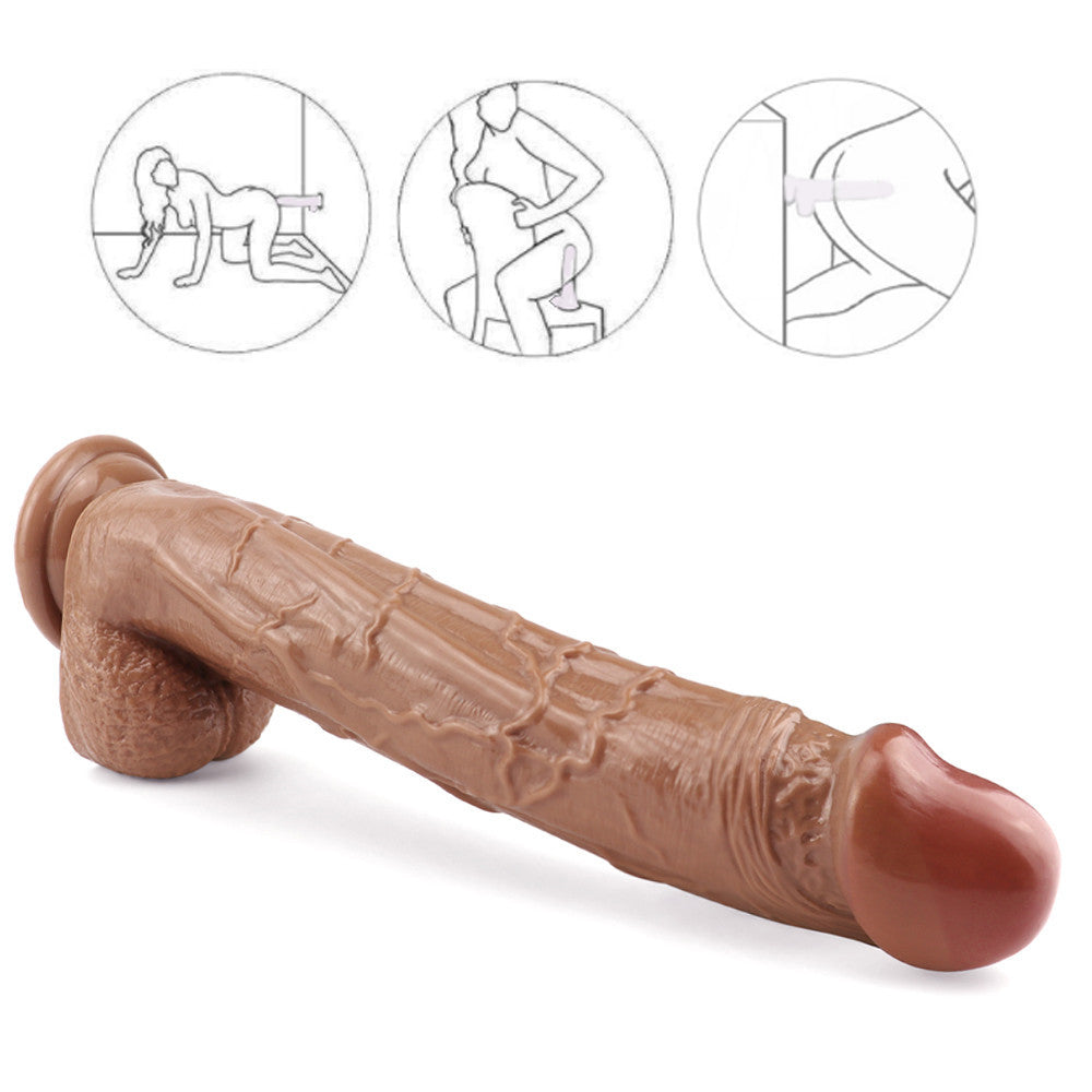 12 Inch Big Head Brown Realistic Dildo