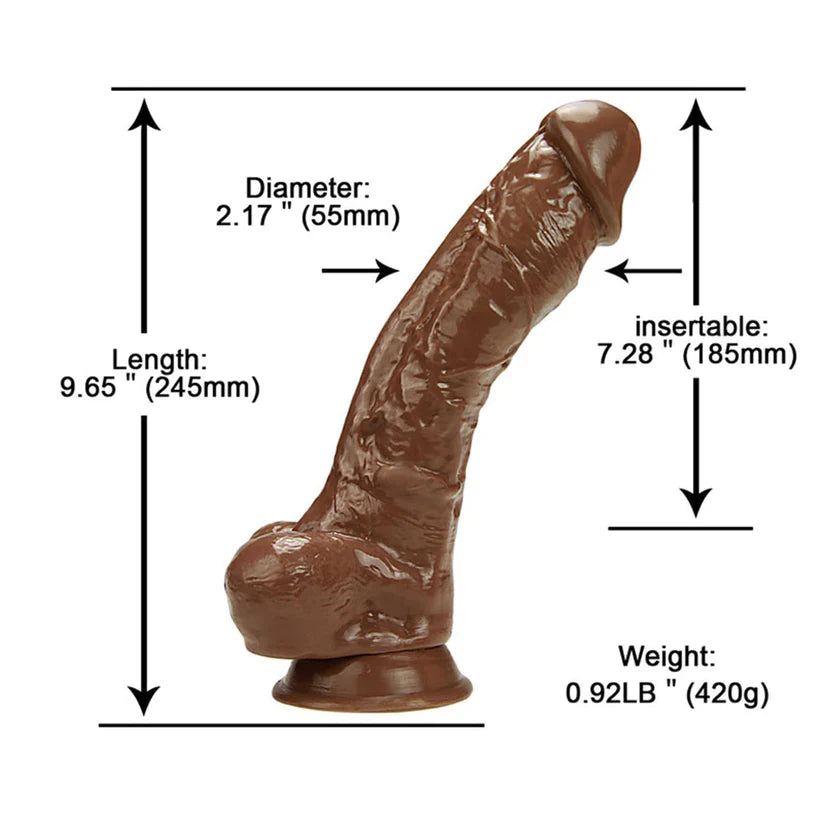 9 Inch Brown Realistic Male Penis Dildo