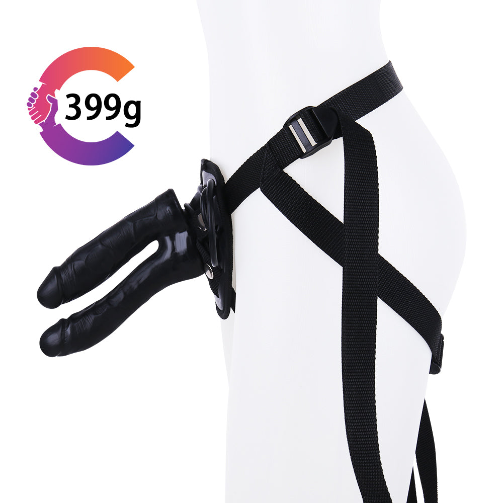 Black Double Penetration Strap On Dildo