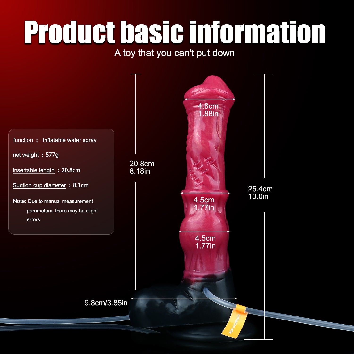 10 Inch Fantasy Ejaculating Red Horse Dildo