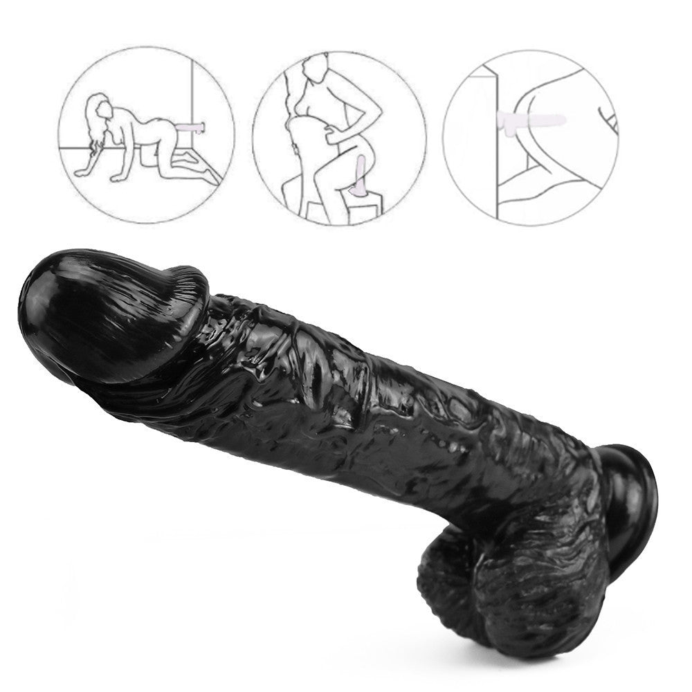 10 Inch Black Rough Realistic Big Dildo