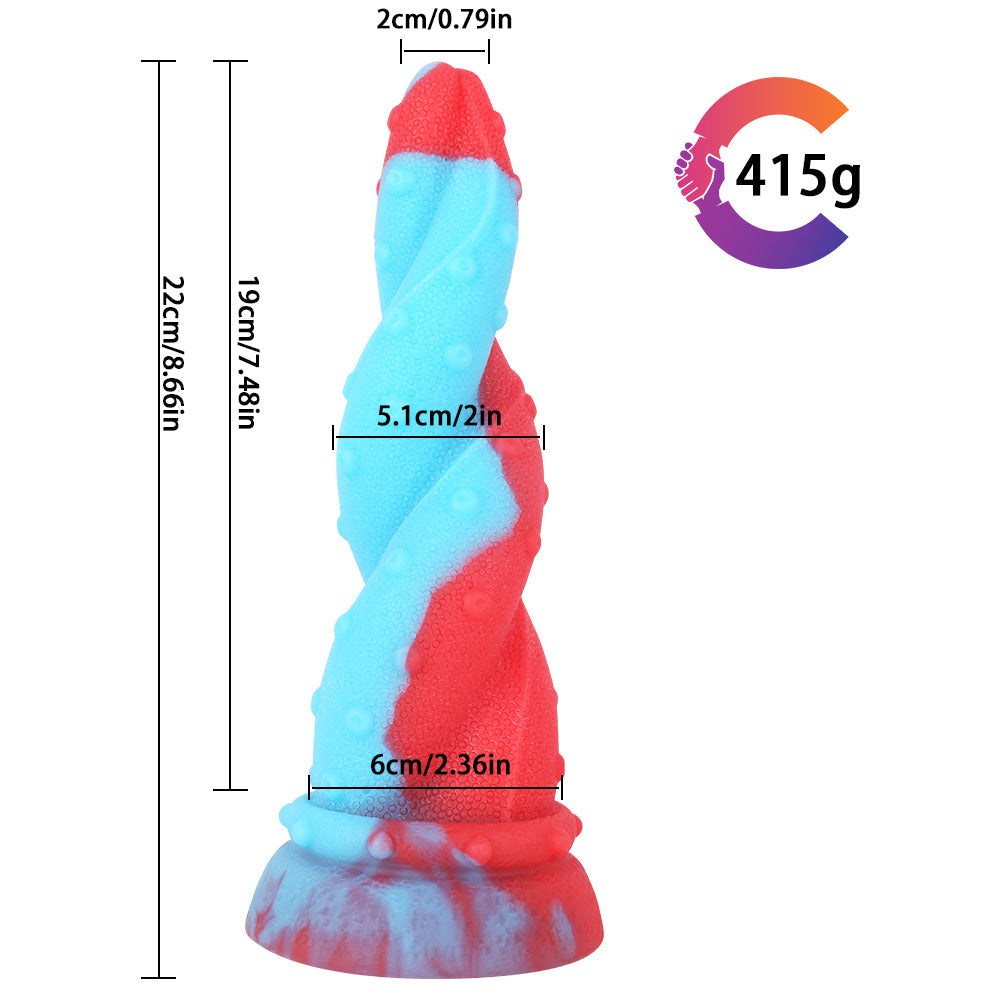 8 Inch Octopus Silicone Red Blue Anal Dildo