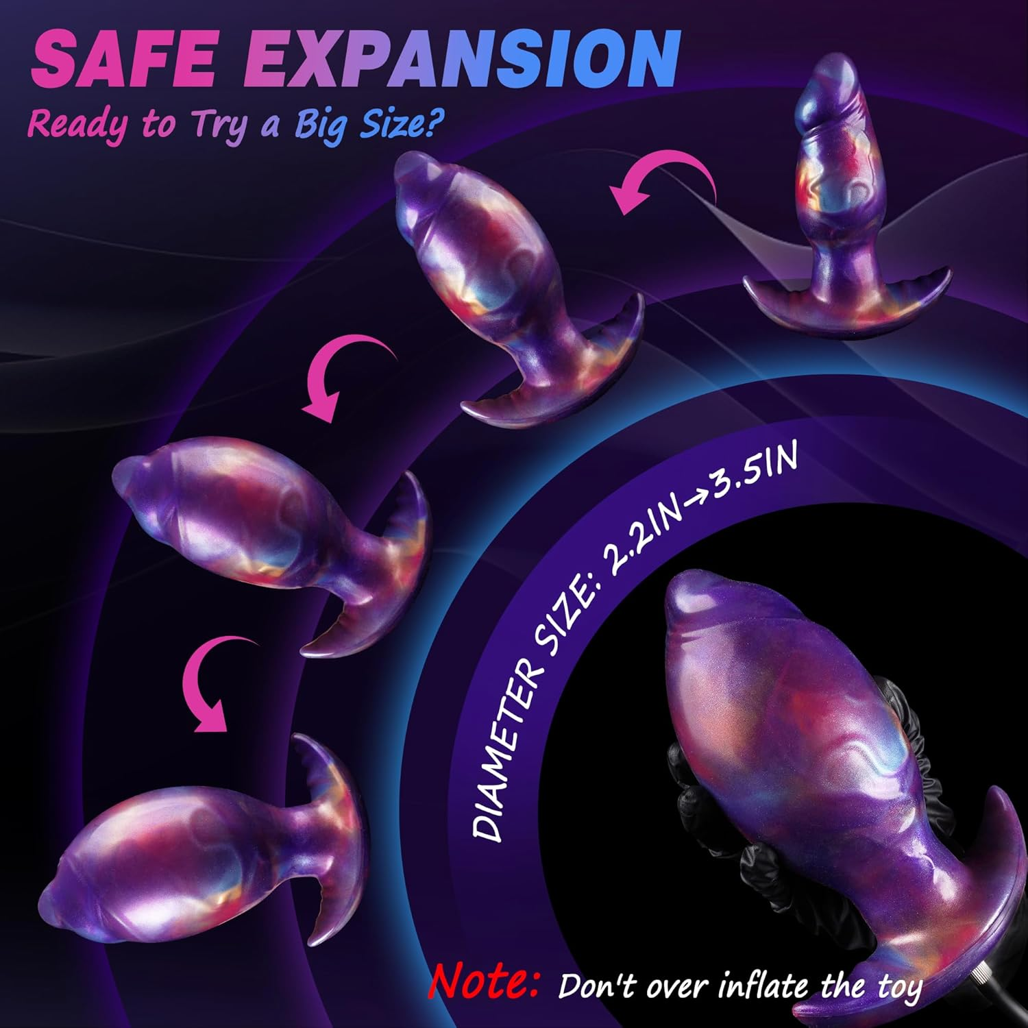 2 Inch Wide Silicone Big Inflatable Butt Plug