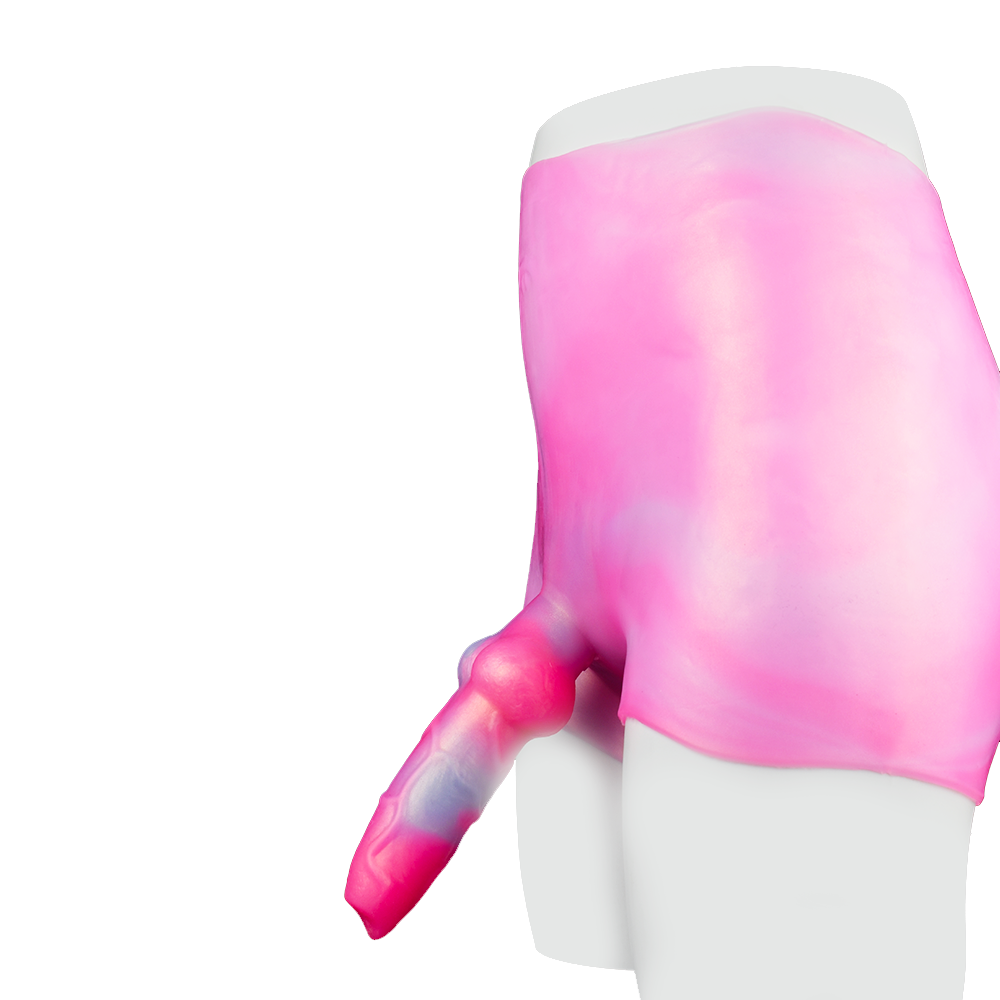 7 Inch Pink Silicone Knot Dog Dildo Panties