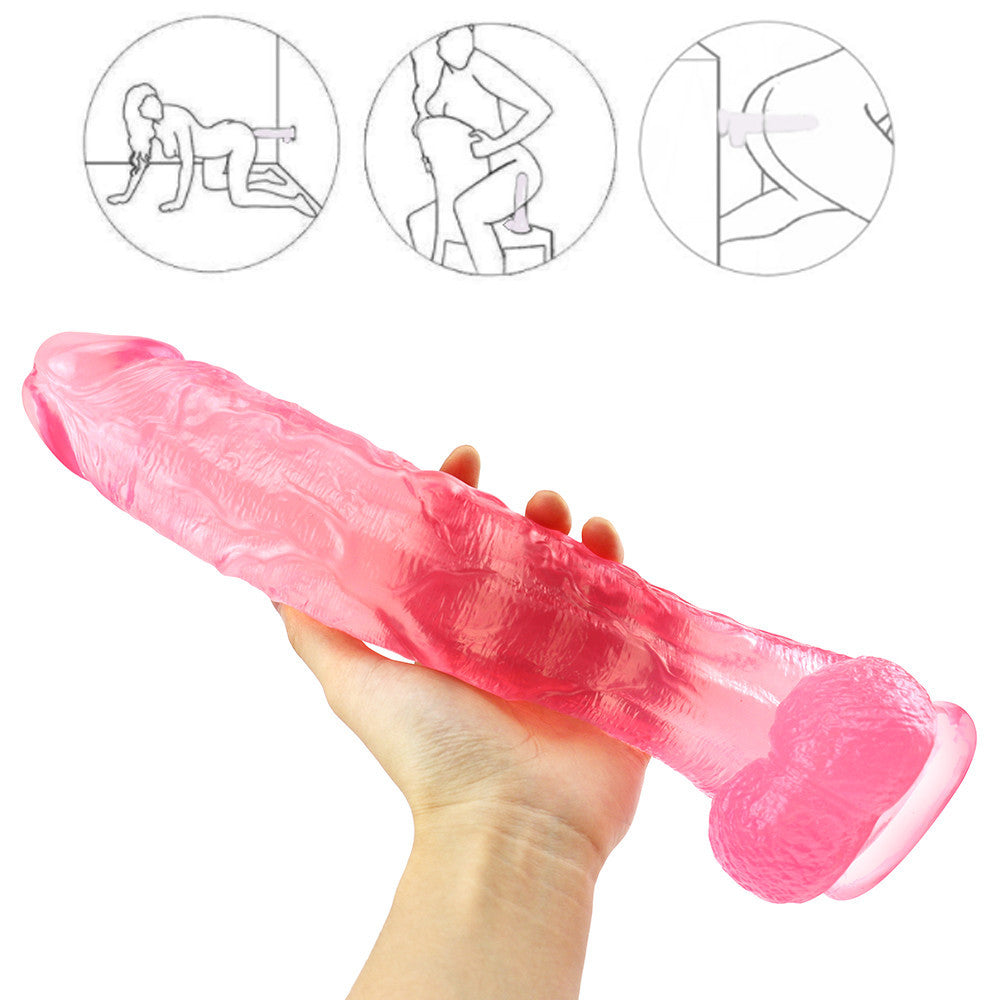 10 Inch Pink Big Clear Jelly Dildo
