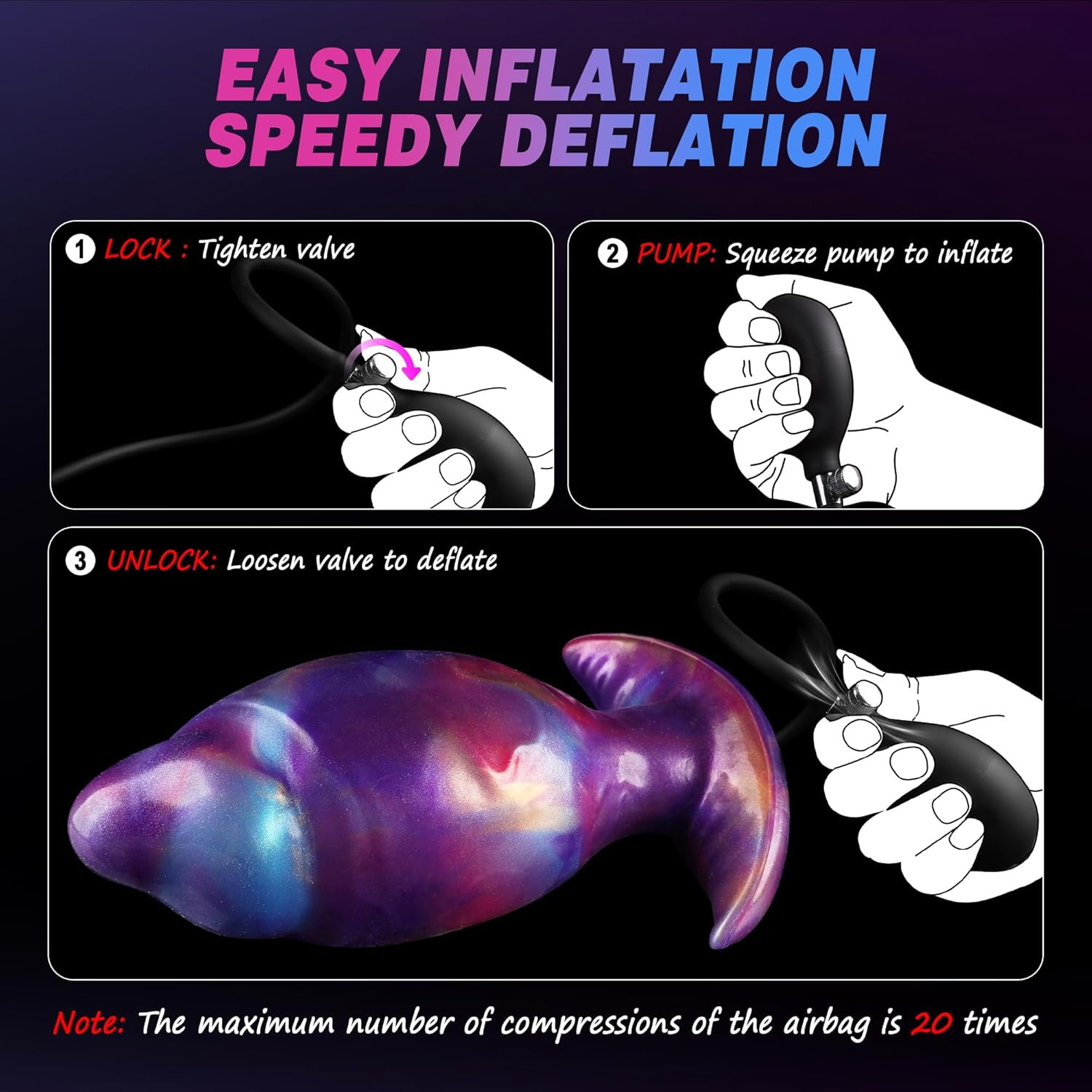 2 Inch Wide Silicone Big Inflatable Butt Plug