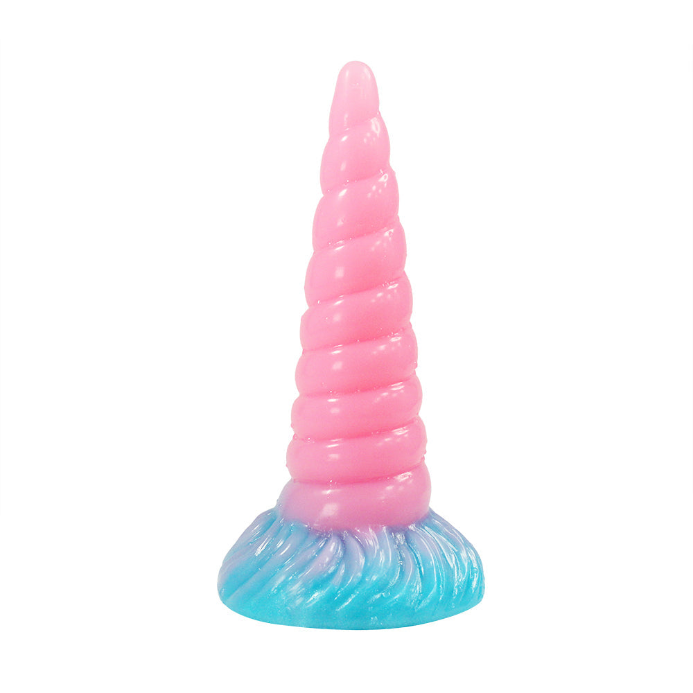 8 Inch Threaded Glow In The Dark Unicorn Dildo