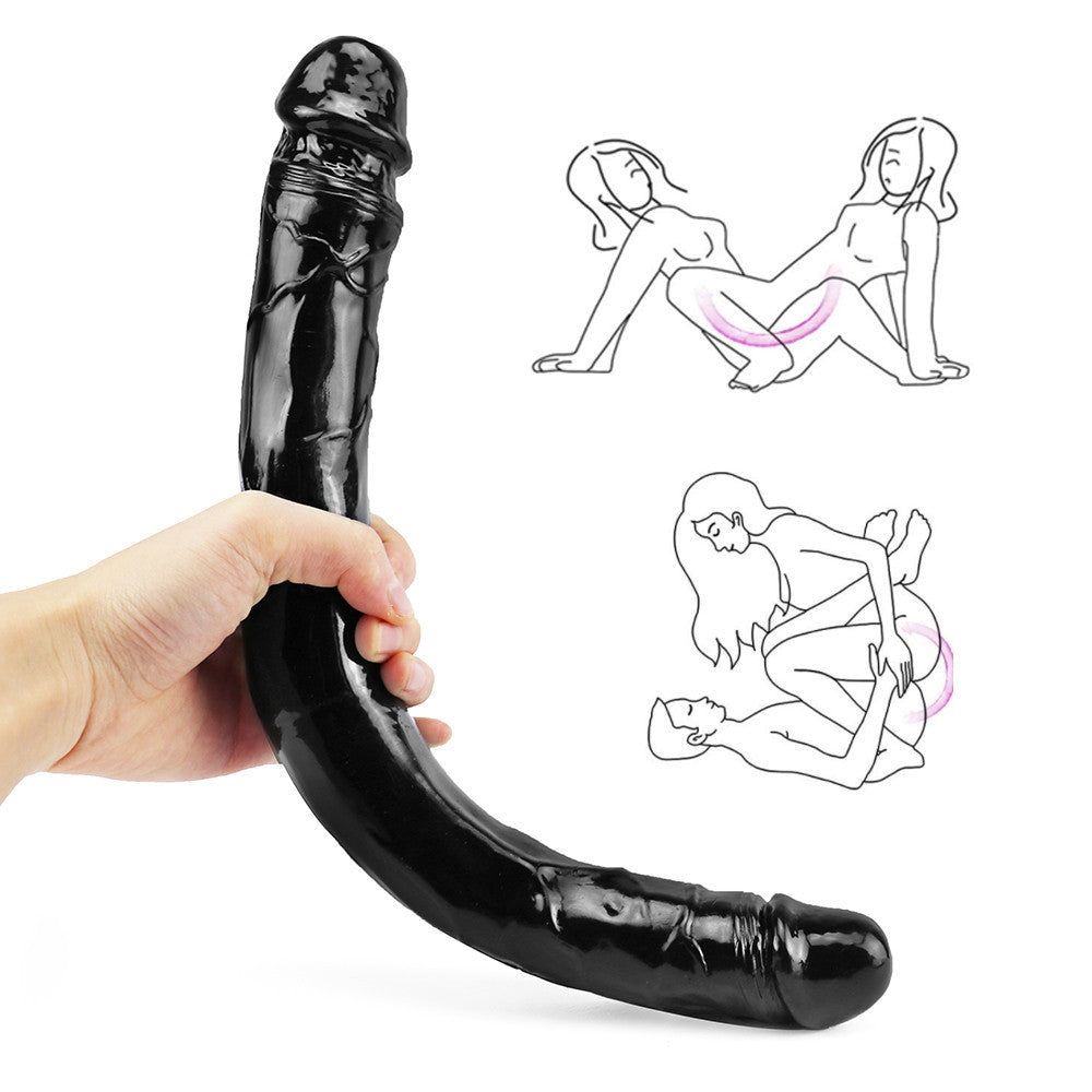 15 Inch Long Black Realistic Double Dildo