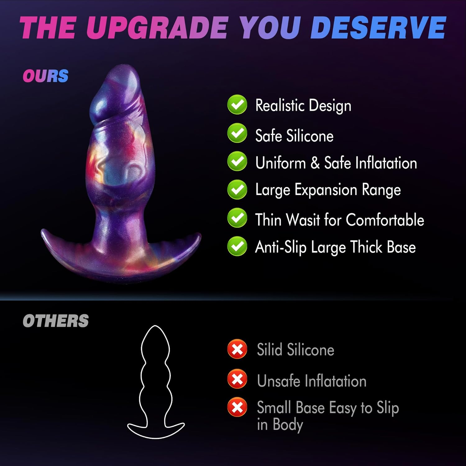 2 Inch Wide Silicone Big Inflatable Butt Plug