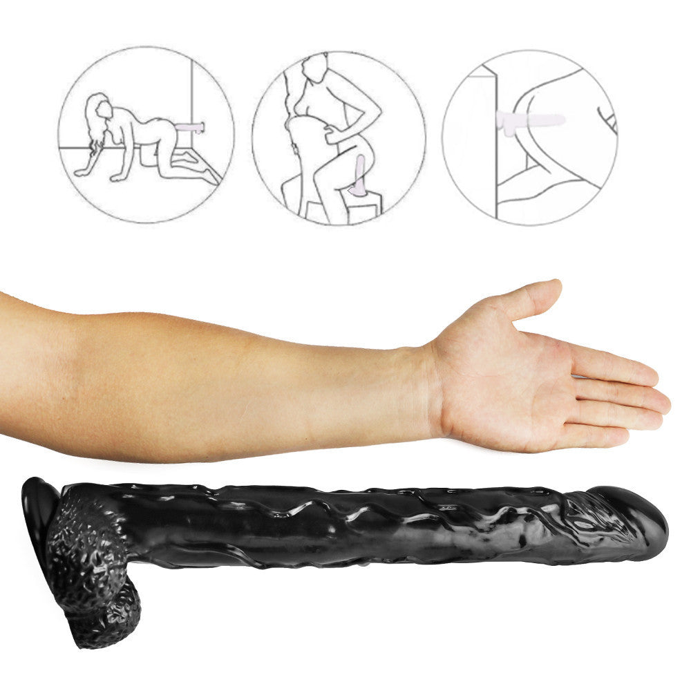 16 Inch Black Realistic Extra Long Dildo