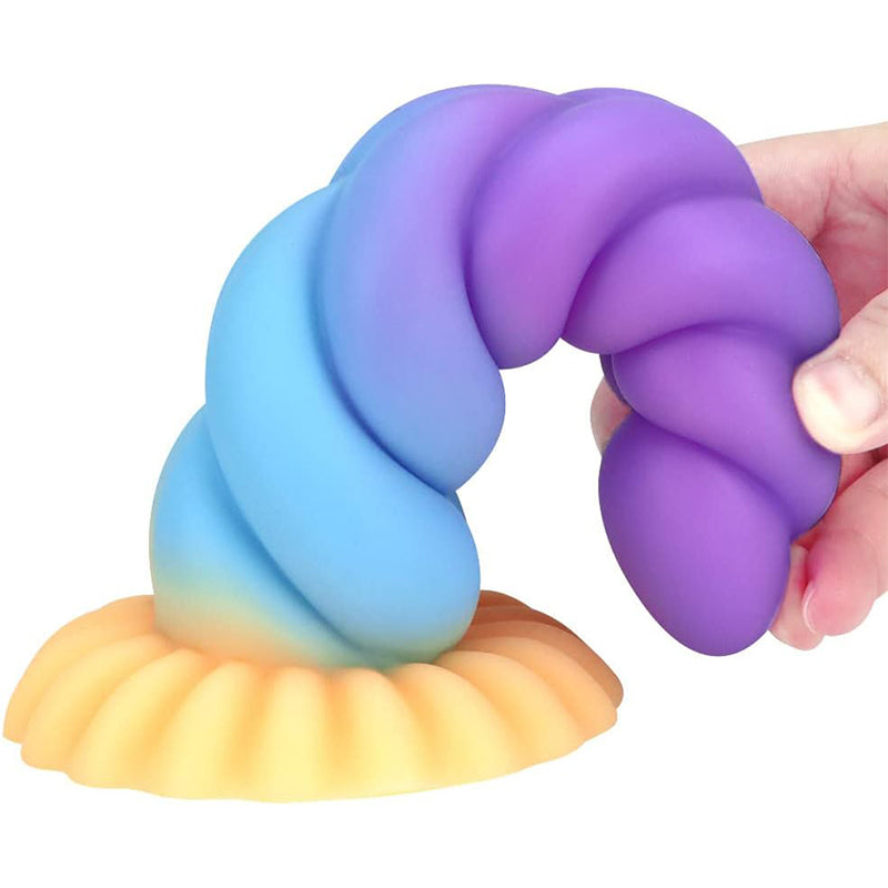8 Inch Colorful Threaded Unicorn Dildo