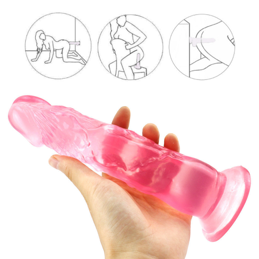 8 Inch Pink Clear Jelly Dildo
