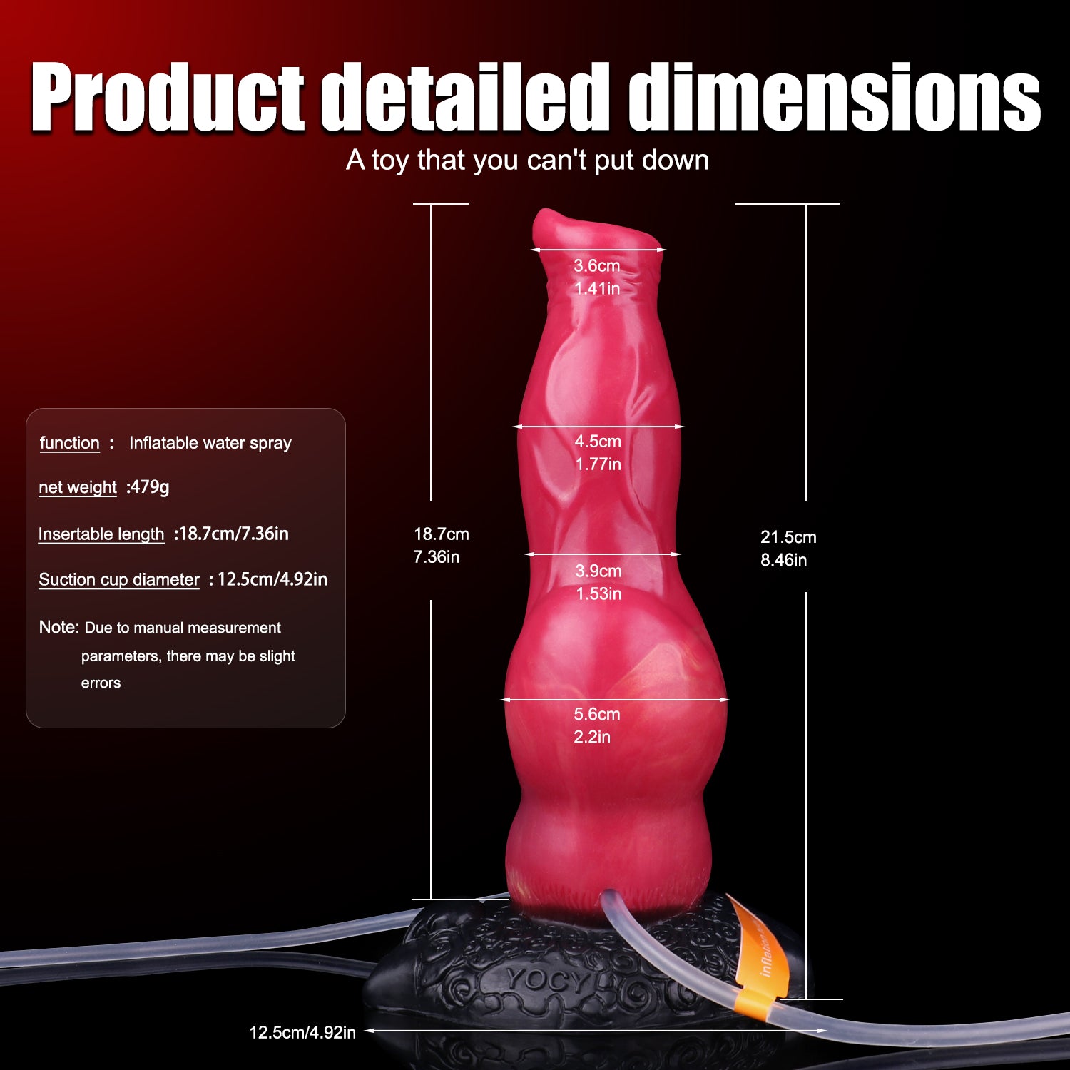 8 Inch Red Inflatable Dog Squirting Dildo