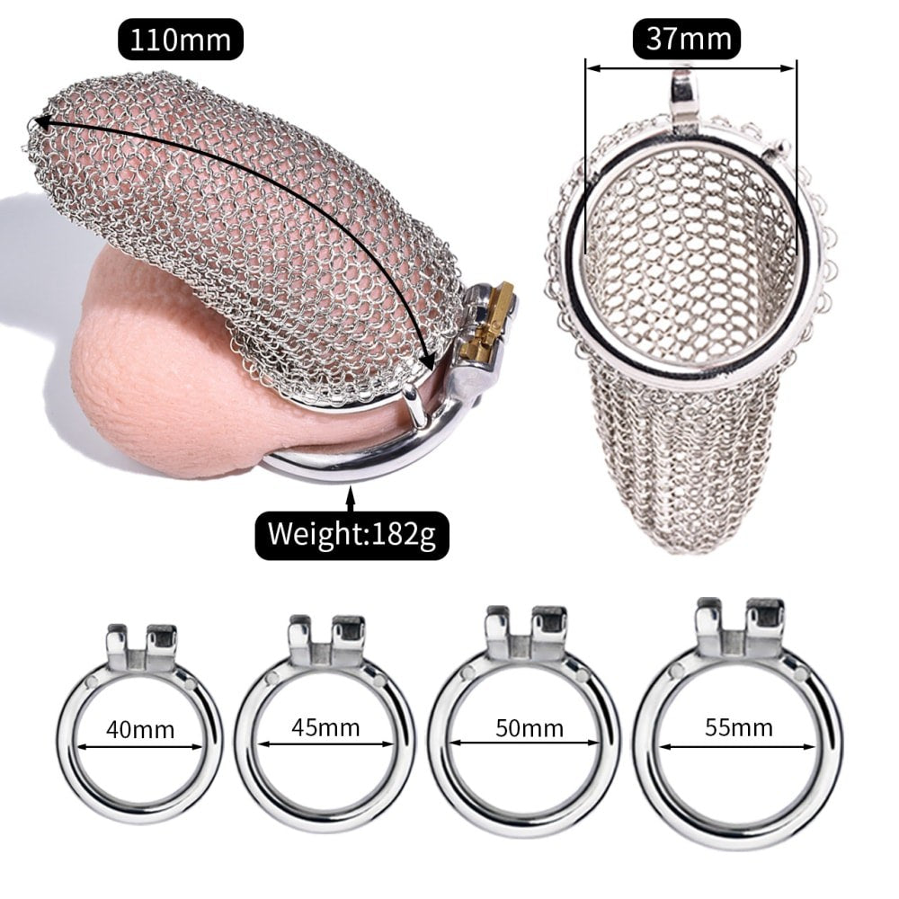 Silver Mesh Male Metal Chastity Cage