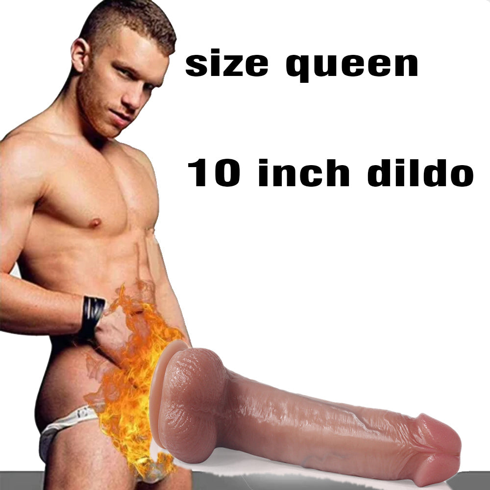 Size Queen 10 Inch Silicone Realistic Dildo
