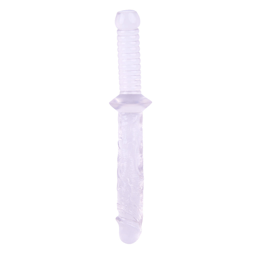 12 Inch Handle Clear Jelly Dildo
