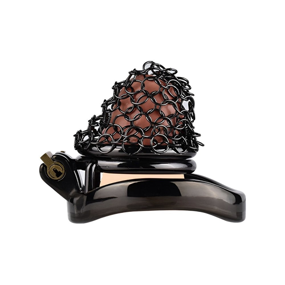 Black Mesh Male Metal Chastity Cage