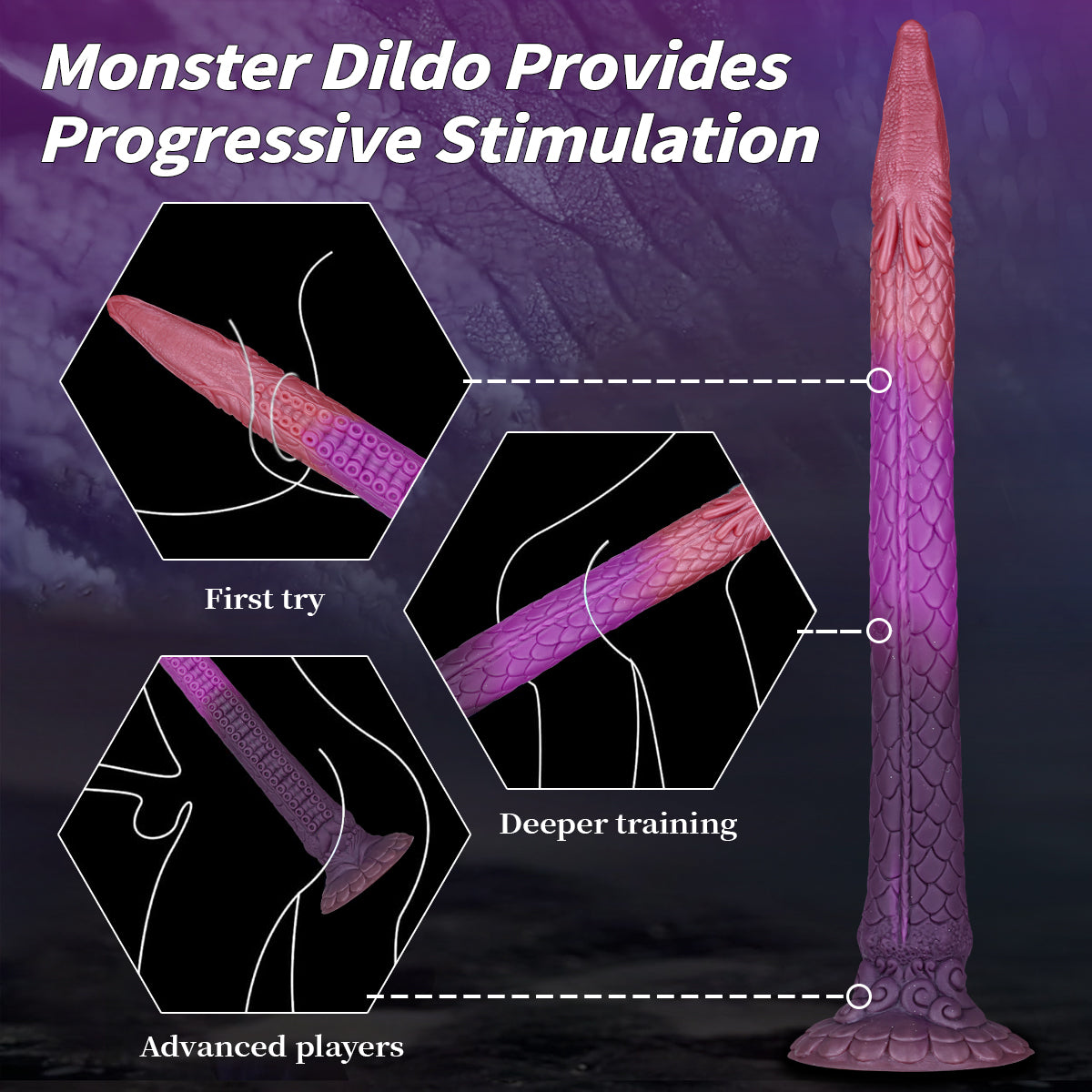 18 Inch Exotic Dragon Shaped Silicone Tentacle Dildo