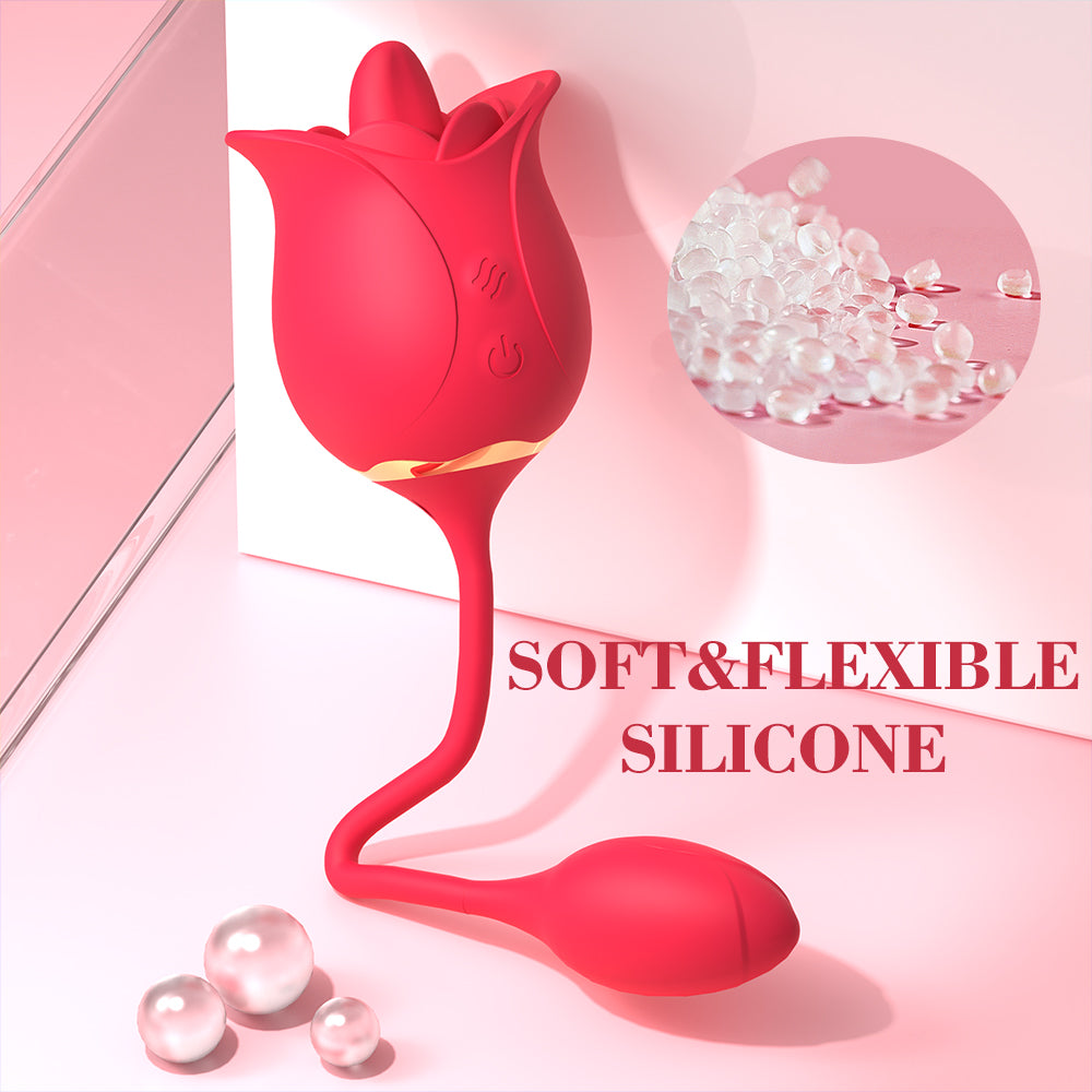 Red Dual Ended G-spot Clitoris Vibrator Rose Toy