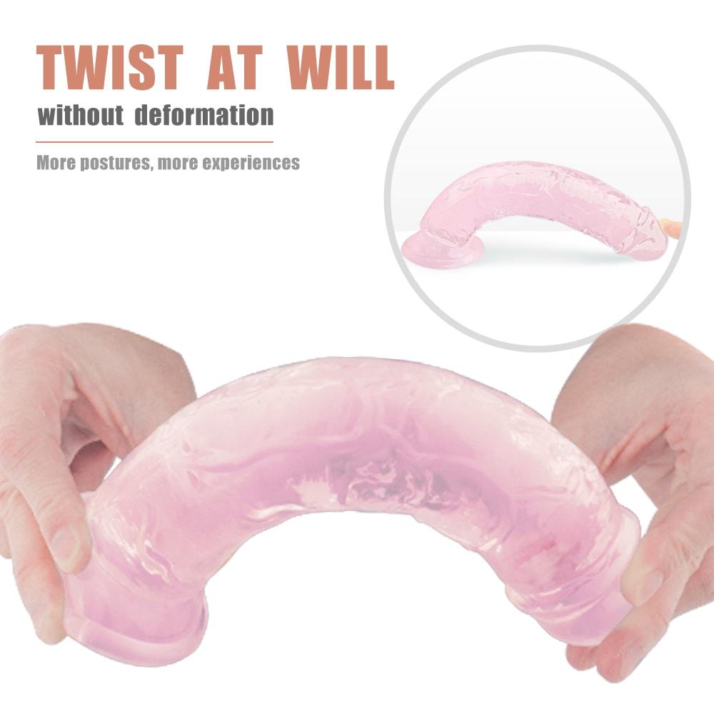 9.84 Inch Super Suction Pink Transparent Realistic Dildo