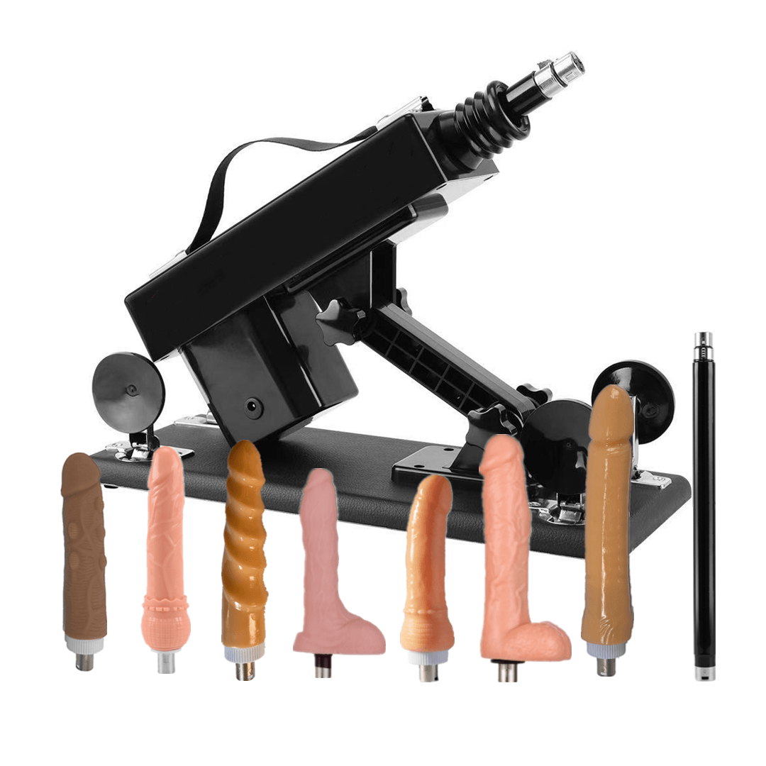 Black Powerful Thrusting Sex Machine with 7 attachments