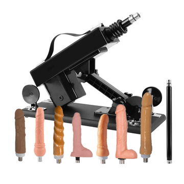 Black Powerful Thrusting Sex Machine with 7 attachments