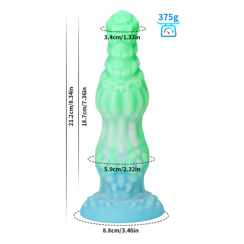 Green Glow in the Dark Double Knot Dragon Dildo