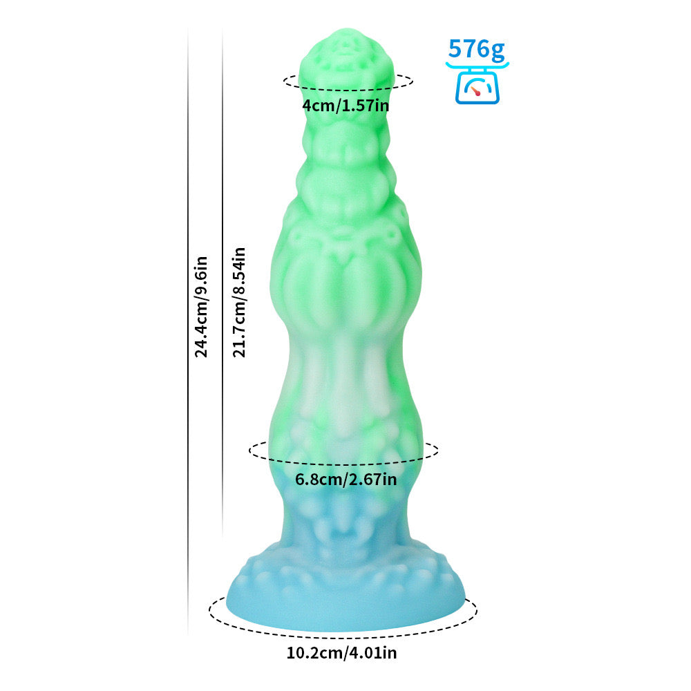 Green Glow in the Dark Double Knot Dragon Dildo