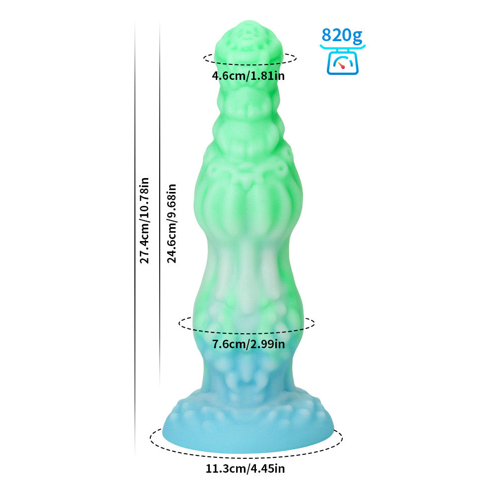 Green Glow in the Dark Double Knot Dragon Dildo