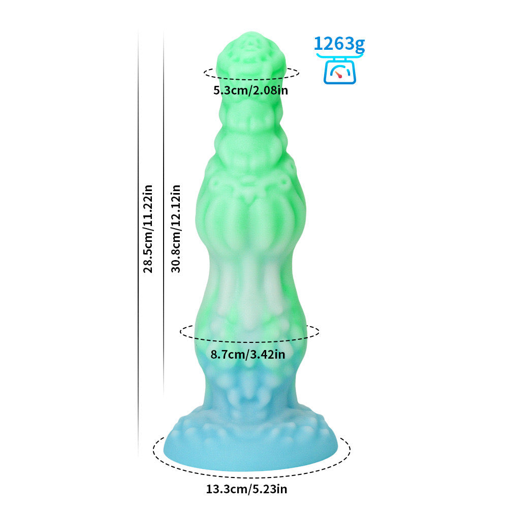 Green Glow in the Dark Double Knot Dragon Dildo