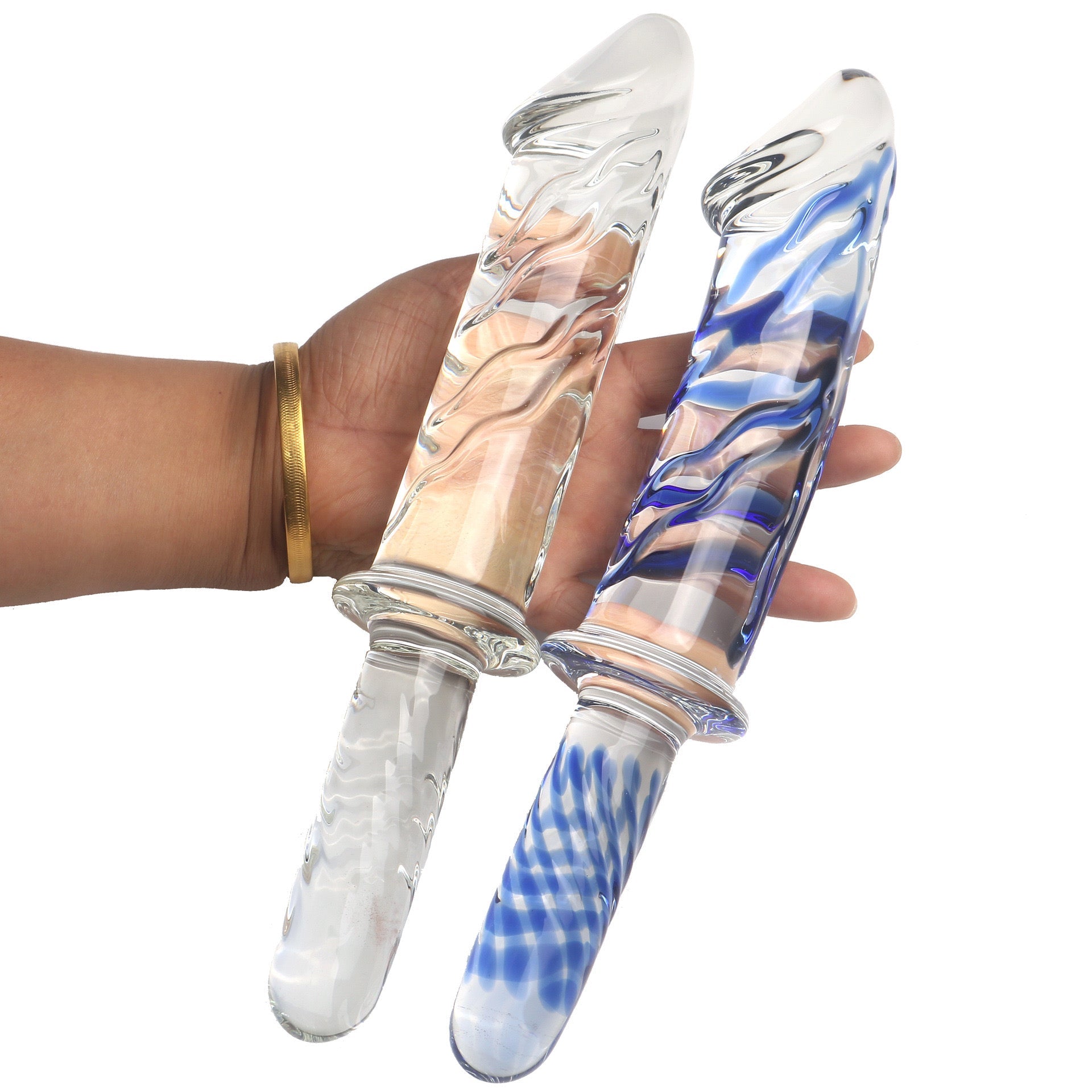 11 Inch Clear Glass Dildo with Handle