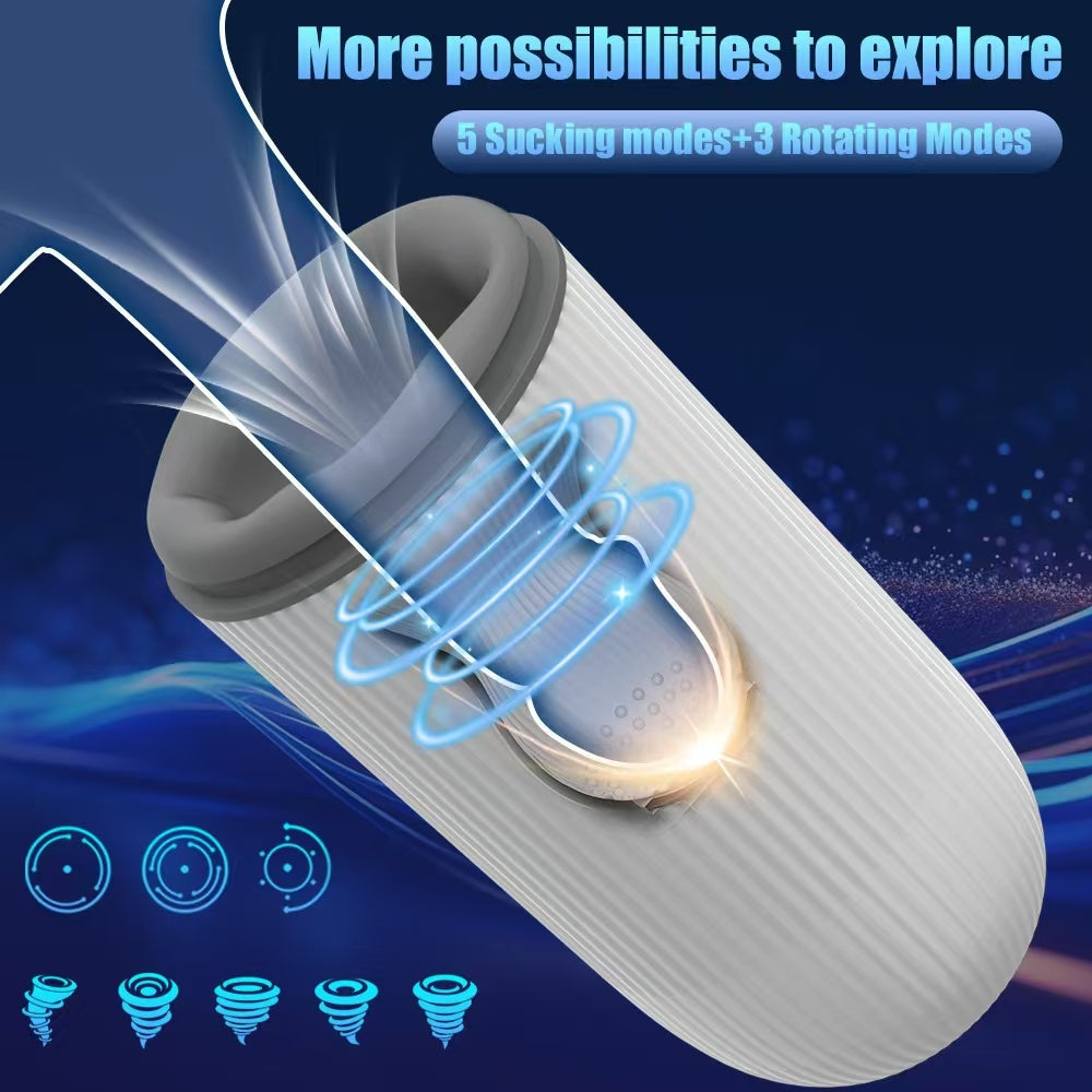 Vibrating Rotating Sucking Penis Training Masturbator Cup