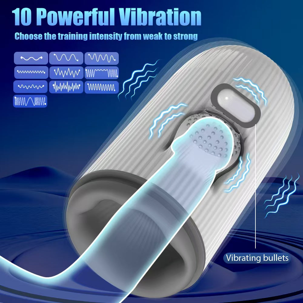 Vibrating Rotating Sucking Penis Training Masturbator Cup