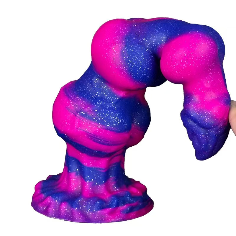 Huge Colorful Glitter Wolf Knot Dildo