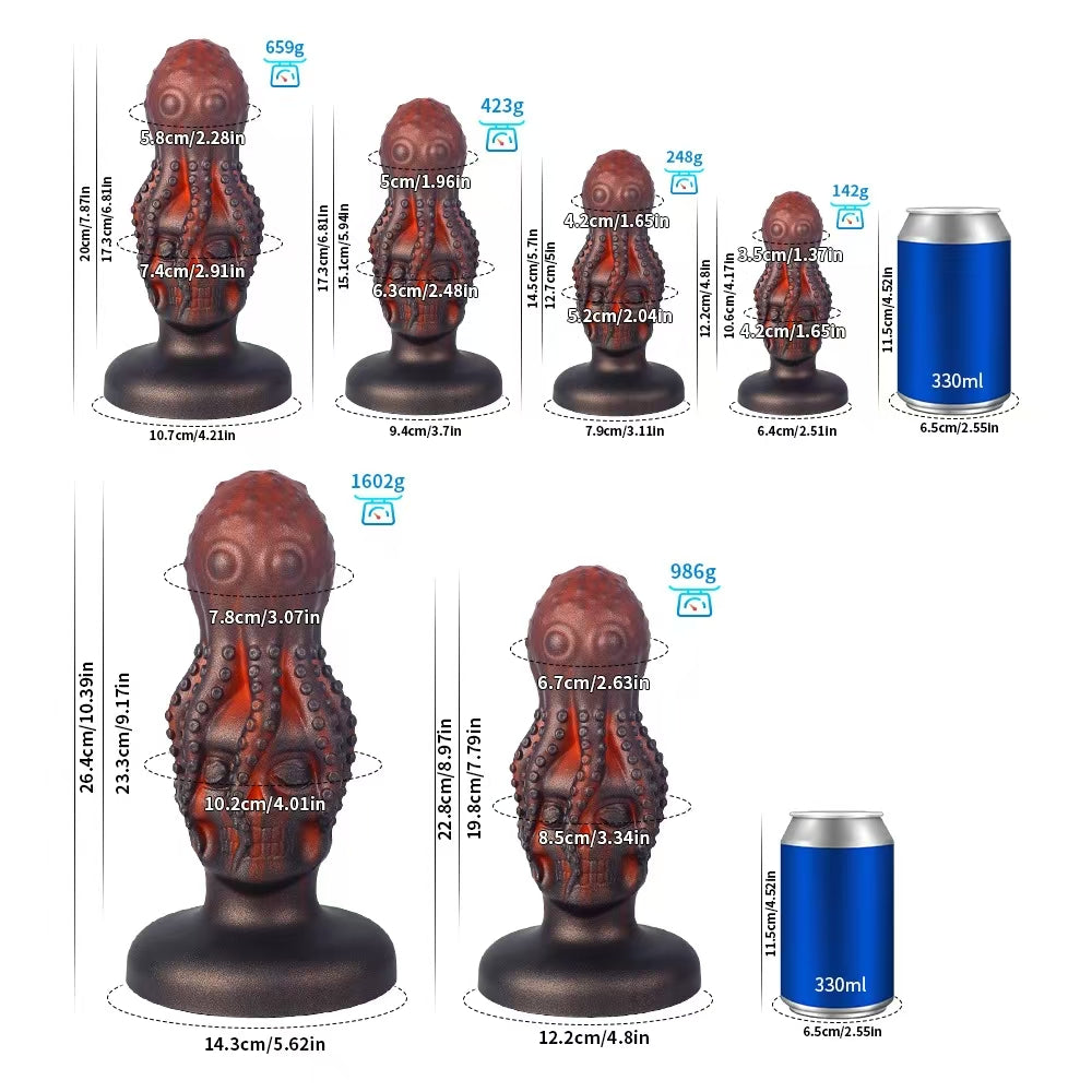 Octopus Skull Silicone Suction Cup Anal Dildo