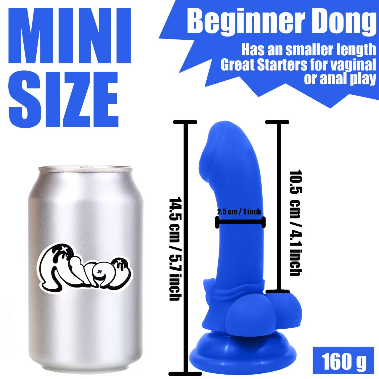 5 Inch Blue Cute Mini Pegging Dildo